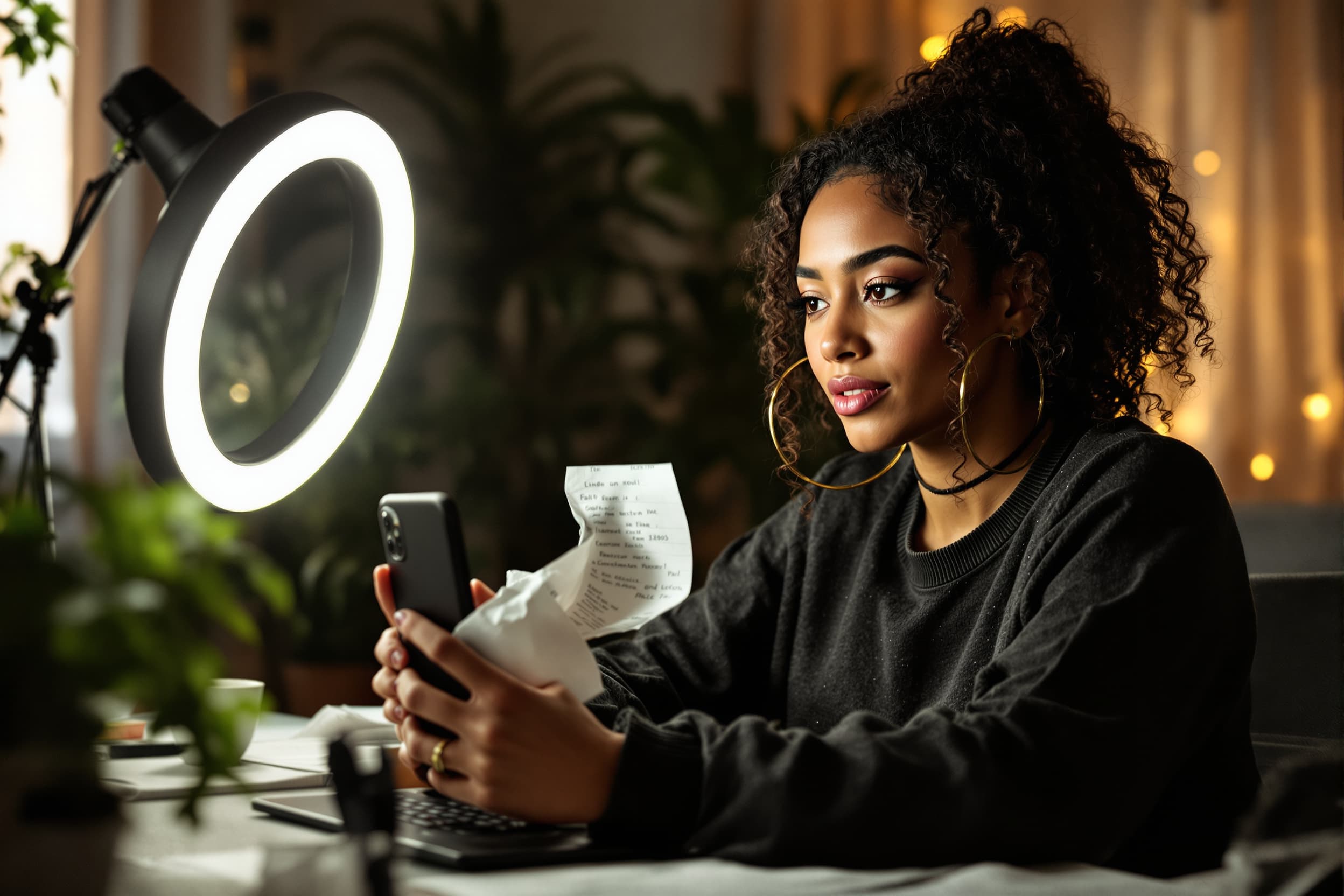 youtube creator photographing a receipt
